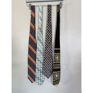 4 Tie Lot - 3 Bachrach, 1 Honors Silk Necktie Geometric-Angel Ties